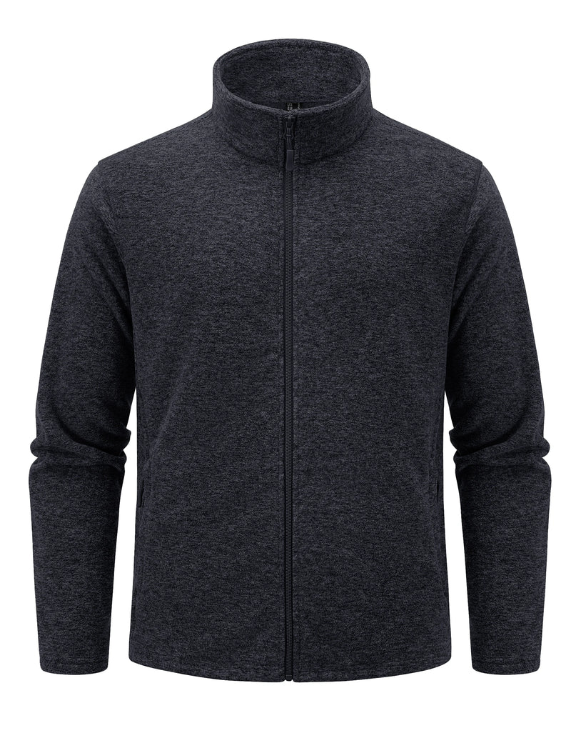 TACVASEN Lightweight Fleece Stand Collar Jackets Mens Spring Casual Full Zip Jacket Outdoor Sportswear With Pockets Outwear Tops