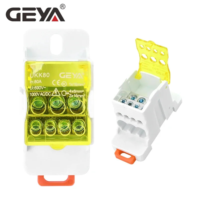 GEYA UKK-80A Single-Stage Splitter Box Wire Connector High-Current Household Into A Multi-Outlet Terminal Block Din Rail