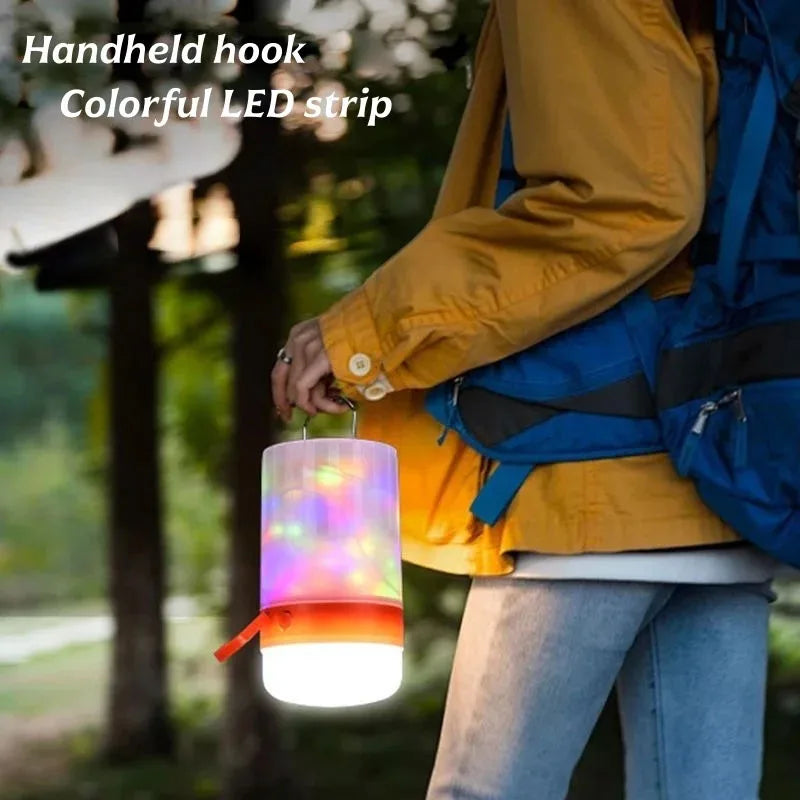 ចង្កៀងបោះតង់ LED ជាមួយខ្សែ 10 ម៉ែត្រ ចង្កៀងតង់ការពារទឹកជ្រាប ភ្លើងពេលយប់ចល័តអាចសាកបានសម្រាប់ការតុបតែងបុណ្យណូអែលថ្ងៃឈប់សម្រាកនៅផ្ទះ
