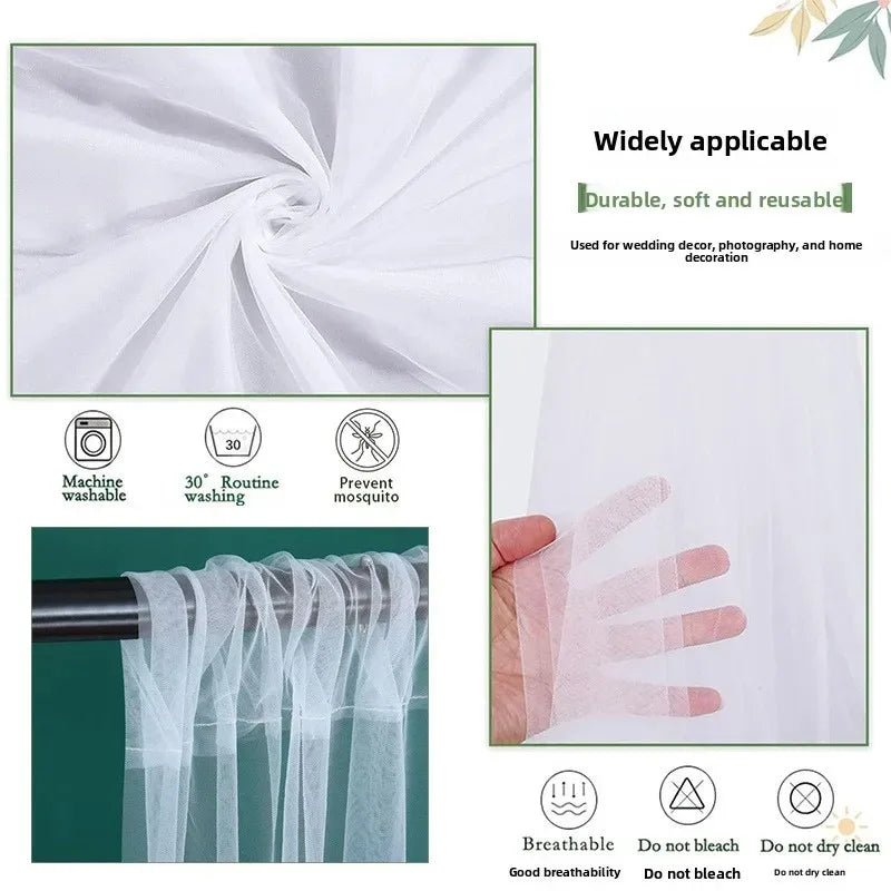 160x300cm Chiffon Backdrop Curtain for Wedding Party Decor Slight Glimmer Sheer Baby Shower Photography Backgrounds