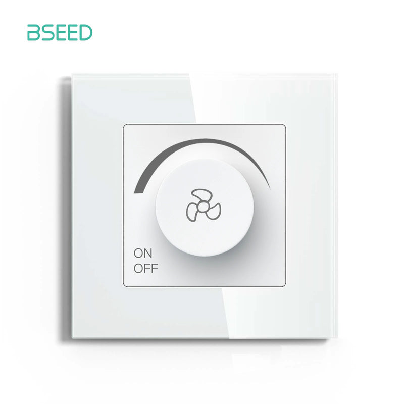 BSEED Light Dimmer Switch Rotary Knob Switch for Light Dimming Glass Frame Panel Fan Speed Control Switch Light Dimmable Switch