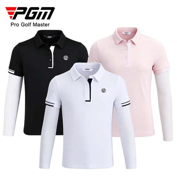 PGM Children's Golf Long Sleeve T-shirt Summer Ice Silk Moisture Absorbing Quick Drying Youth Top Clothes YF908