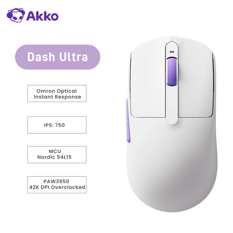 Akko Dash MAX/Ultra Mouse PixArt PAW3950 / PAW3395 Sensor 42000DPI 40g±3g Ultralight Ergonomic 8K Wireless E-sports Gaming Mouse