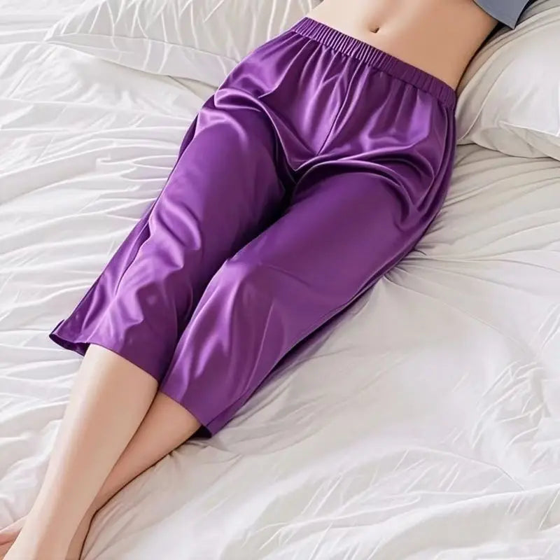 Summer New Pajama Pant Women's Ice Silk Cool Home Wear Capri Pants Plus Size Sleepwear Bottoms Loungewear Nightwear