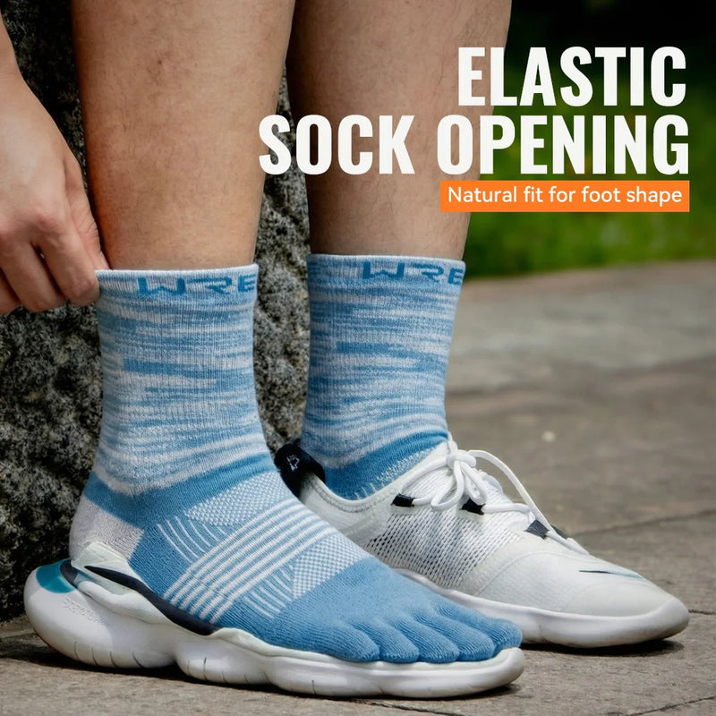WRELS 1/2/3 Pair Five Finger Socks Athletic Running Breathable Ankle Compression Lightweight Moisture Wicking Anti-Blister Socks