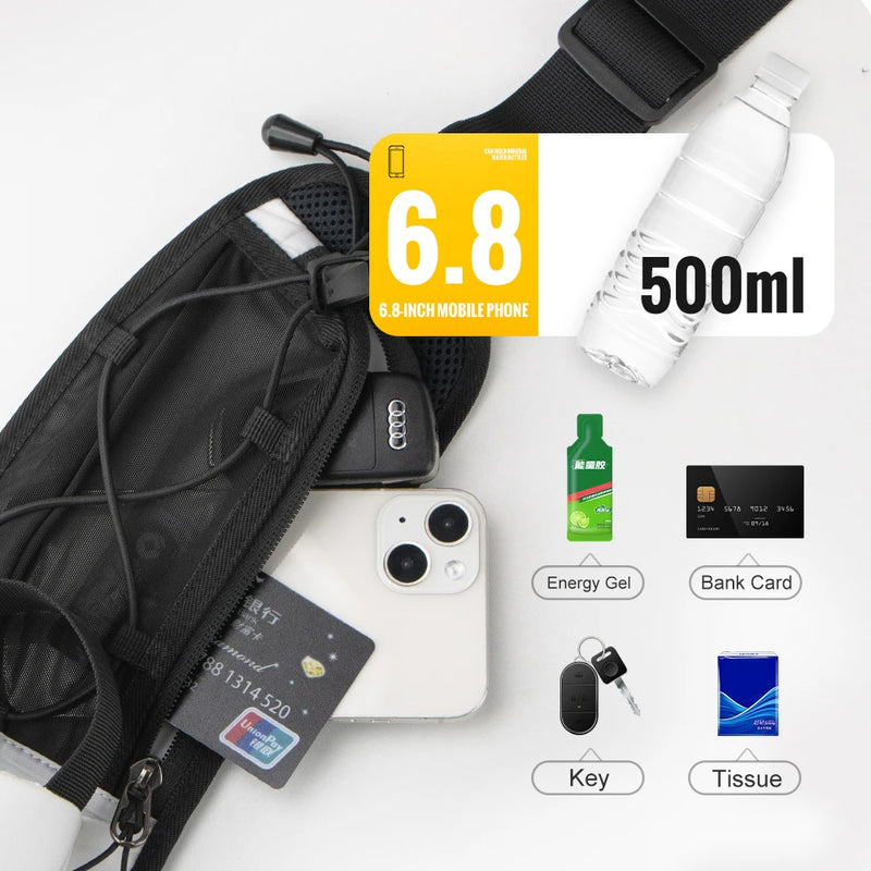 WRELS Running Bag Waist Bag Men Belt Bag Marathon Trail Waist Pack For Phone Water Bottle Sports Fanny Pack Fitness Dual Pocket