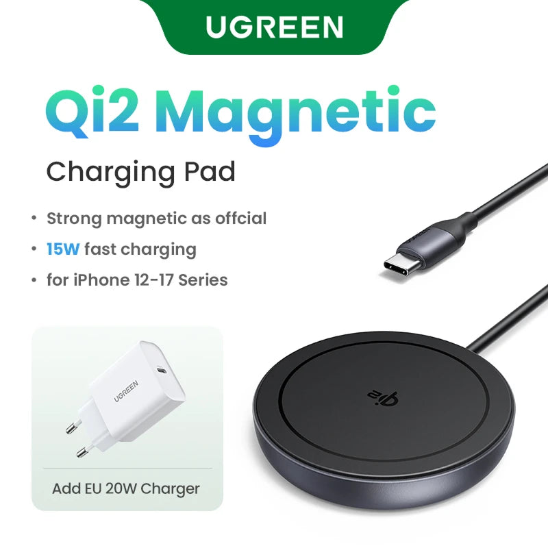 UGREEN Qi2 15W Magnetic Wireless Charger For iPhone 16 15 Pro Max Magnet Induction Charger Wireless Fast Charging Pad