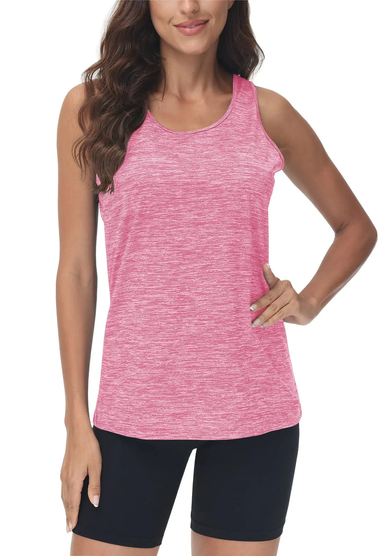 TACVASEN Gym Tops Women Sport Sleeveless T-Shirt Athletic Workout Vest Lightweight Yoga Tee Shirt Summer Breathable Tank Tops