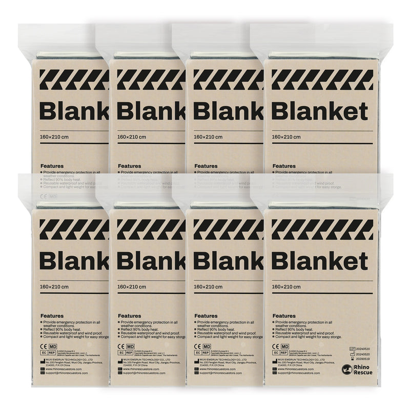 RHINO RESCUE Emergency Survival Blanket, 210x160cm Thermal Foil Shield, Heat Reflective Space Film for Outdoor & Hiking