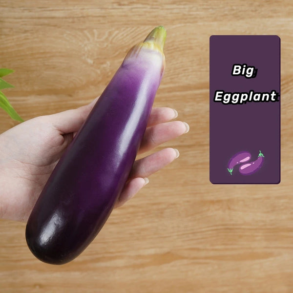 1PCS Pu ក្លែងធ្វើ Cuke ត្រសក់ Eggplant គំរូសិប្បនិម្មិតការតុបតែងផ្ទះបាយ Props បន្លែស្នោ