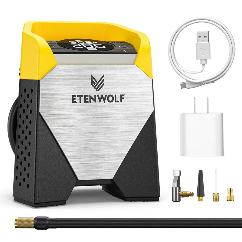 ETENWOLF S5 ស្នប់បូមខ្យល់អគ្គិសនីសម្រាប់កង់ឡាន 100% កម្លាំង 15600mAh សម្រាប់រថយន្ត SUV ឡានដឹកទំនិញ ម៉ូតូ កង់