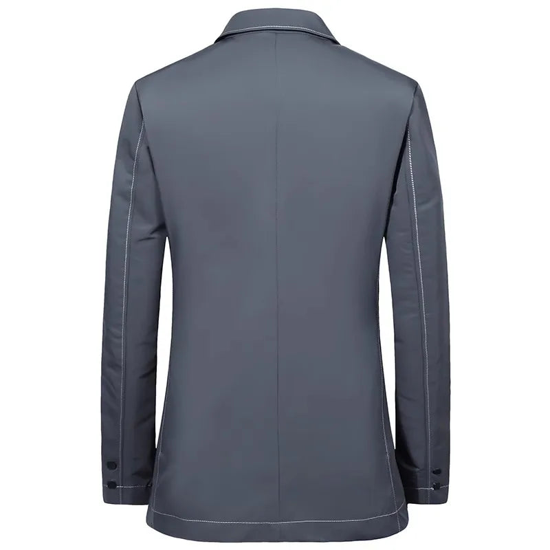 Men's Black Blazers, Two-button V-collar Coat, Left and Right External Patch Pocket Decoration, Fashion Gray Suit Jacket, M-4XL