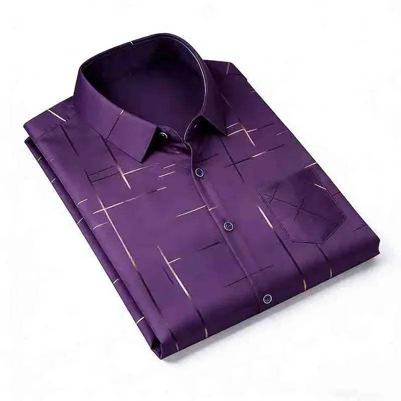 2026 Casual Business Men's Fashion Casual Short Sleeve Shirt Anti-Wrinkle Geometric Print Daily Top