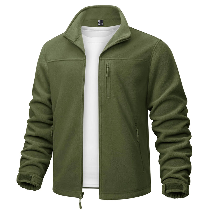 TACVASEN Stand Collar Fleece Jackets Mens Thermal Warm Full Zip Work Jacket Outdoor Trekking Hiking Jackets Windbreaker