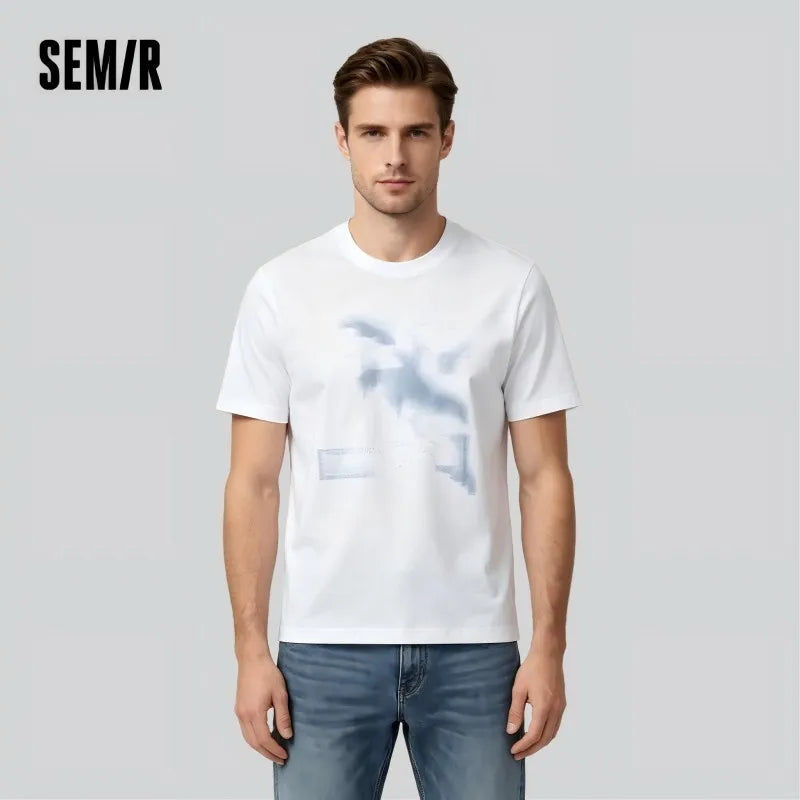 Semir Mens Tshirt 2026 Killer Whale Printed Pure Cotton Loose Fit Casual Fashion Soft Comfortable Daily Wear