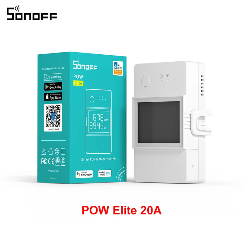 SONOFF POW Elite Power Meter 16A/20A Smart Switch ESP32 Chip LCD Screen Overload Protection via eWeLink Alexa Google Home