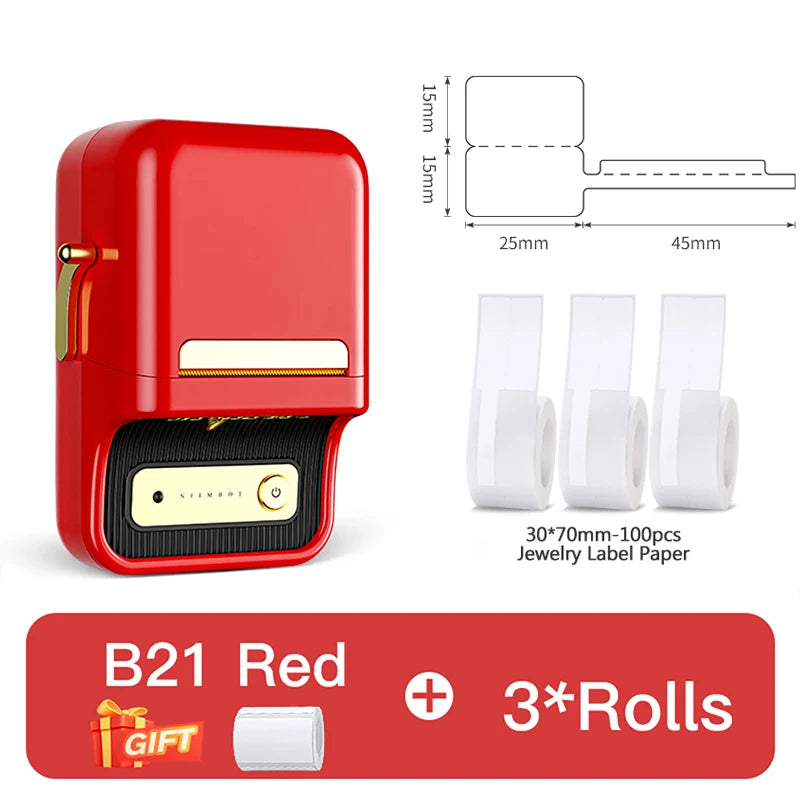 NIIMBOT B1/B21 Jewelry Label Printer Self Adhesive DIY Self-Adhesive Jewelry Necklace Bracelet Ring Price Tag for Bussiness