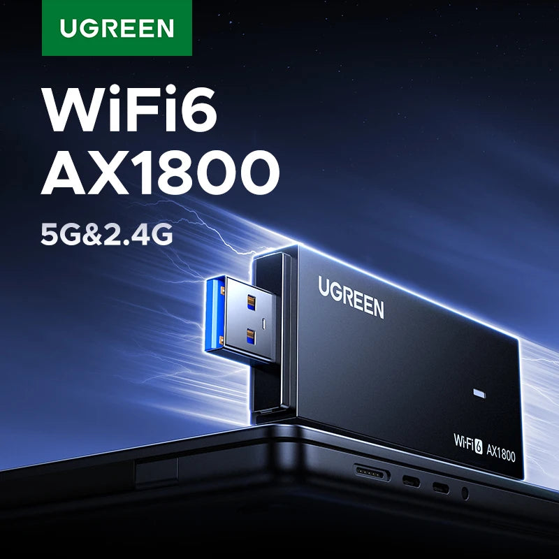 UGREEN WiFi Adapter AX1800 WiFi6 5G&2.4G Dual-band USB3.0 WiFi for PC Laptop Wifi Antenna USB Ethernet Receiver Network Card