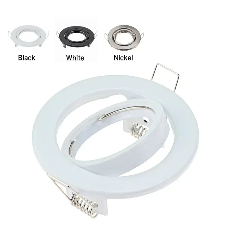 ស៊ុមភ្លើងពិដាន LED រាងមូលដែលអាចលៃតម្រូវបានសម្រាប់អំពូល GU10 MR16 ដែលម៉ោនលើភ្លើងពិល