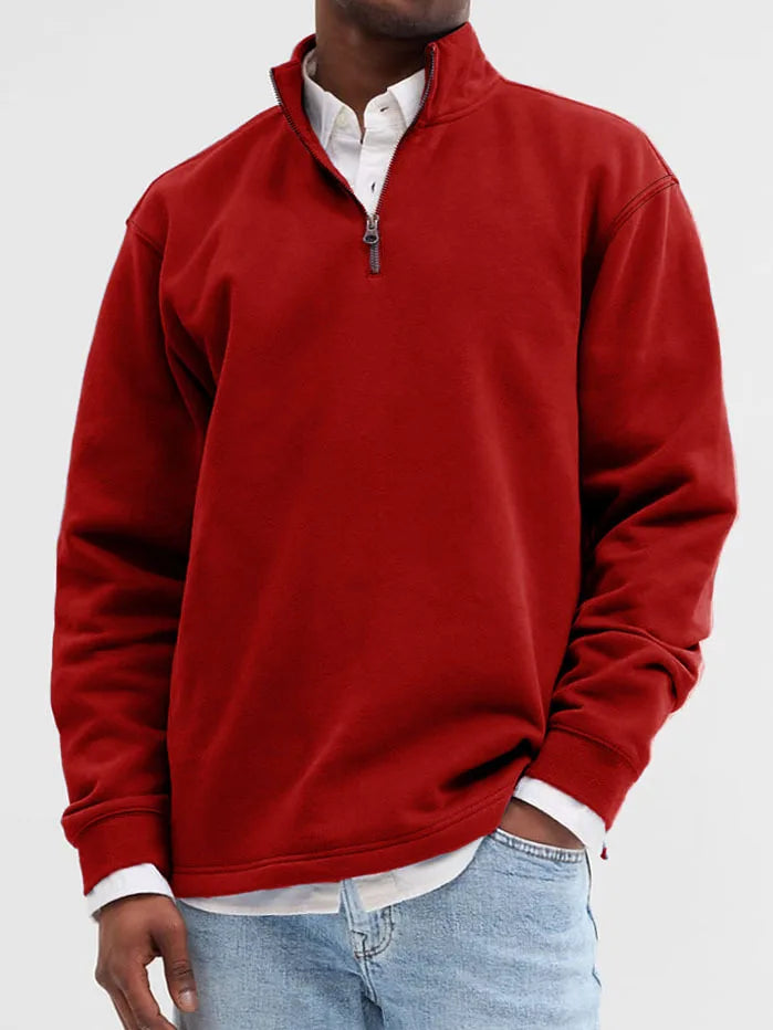 Men's Half-Zip Knit Hoodie – Soft Gray Pullover with Relaxed Fit, Modern Drop Shoulder Design 13 Colors Available