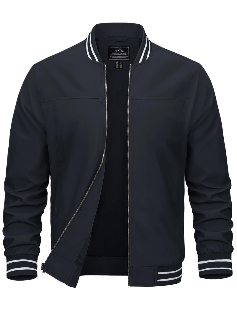 TACVASEN Mens Lightweight Waterproof Bike Jackets Windproof Warm Outdoor Jackets Spring Fall Zip Up Coat With Pockets
