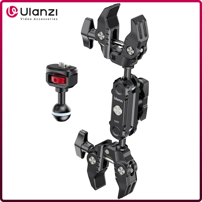 ក្លីប Ulanzi CO17 Super ជាមួយនឹងក្លីបពីរក្បាល 360° Magic Arm Arri Adapter សម្រាប់ភ្លើង LED ឆ័ត្រកាមេរ៉ាបែប Panoramic