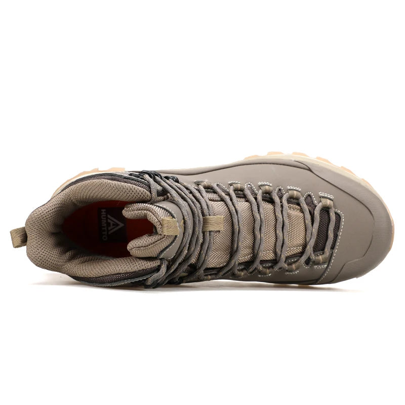 HUMTTO Non-slip Hiking Shoes Genuine Leather Outdoor Men's Sports Shoes Winter Safety Sneakers for Men Breathable Trekking Boots