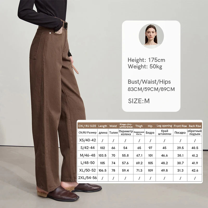 AMII Minimalist 2026 Autumn New Arrival Pants Minimalism Retro Casual Office Lady Pure Cotton Jeans Women Denim Trouser 12543141