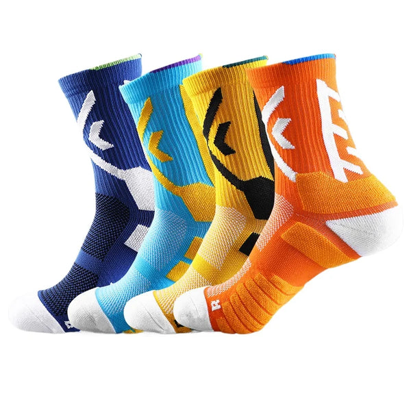 WRELS 1/2/3 Pairs Tennis Socks Crew Compression Athletic Socks Men Cushioned Arch Support Breathable Running Hiking Sports Socks