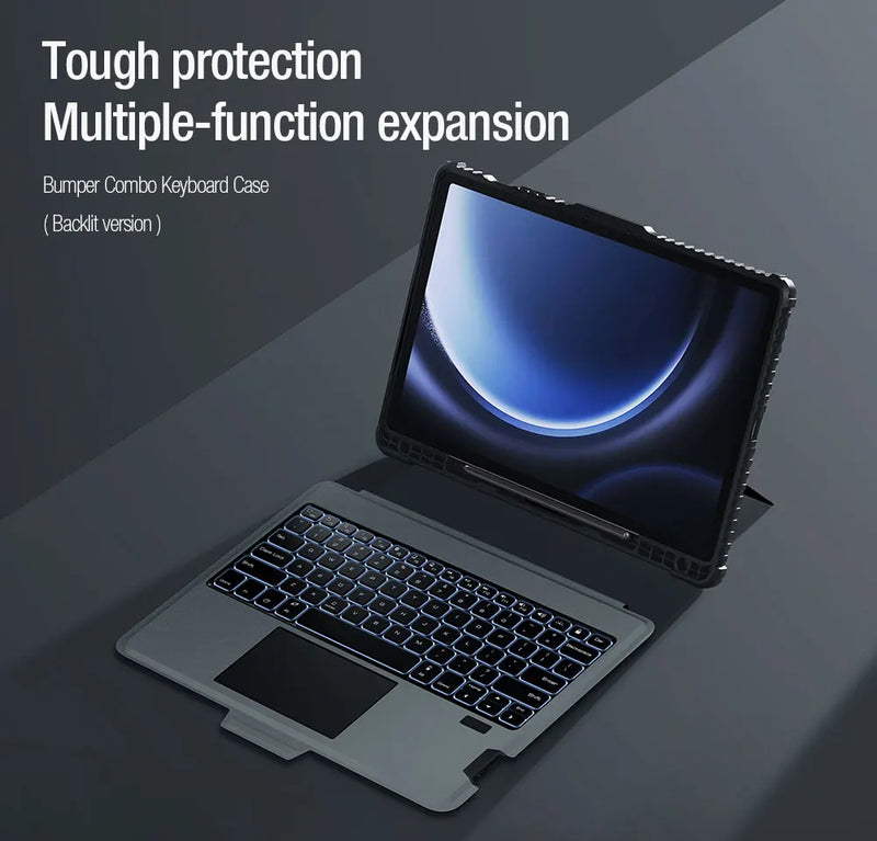 NILLKIN For Samsung Galaxy Tab S10 FE+ Case Bluetooth Magic Backlight Keyboard Case For Samsung Tab S10 FE /Tab S9+ Smart Cover