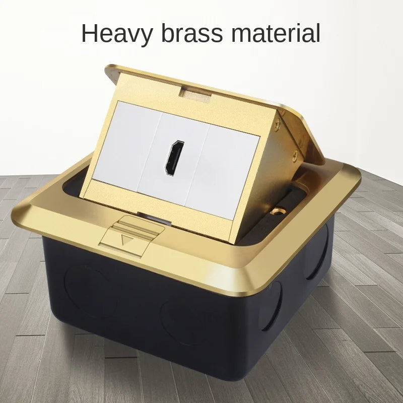 Hide Pop-up Socket, Gold Bit HDMI Video Digital TV Socket with 4K HDMI Cable All Copper Multimedia Ground HDMI Socket