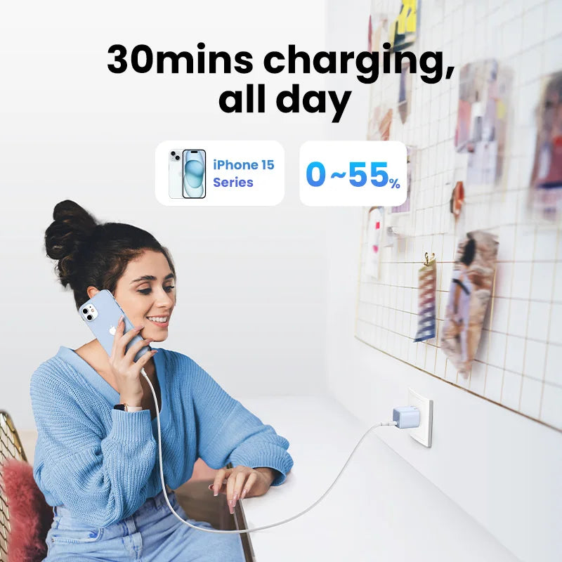 【US Plug】UGREEN GaN 30W Fast Charger for iPhone 15 14 13 PD3.0 Charger for iPad Pro samsung Xiaomi Type C Mobile Phone Charger
