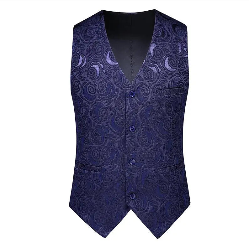 2026 Men's Gray-Purple Striped Plaid Suit Vest, Asian Sizes Red Slim Vests, Single-breasted V-neck Waistcoat, M-4XL 5XL 6XL