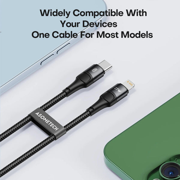 ខ្សែសាក USB Type C 27W PD សម្រាប់ iPhone 14 13 12 Pro Max Mini Xs Xr X 8 iPad MacBook ខ្សែសាកលឿន Type C ទៅខ្សែភ្លើងបំភ្លឺ