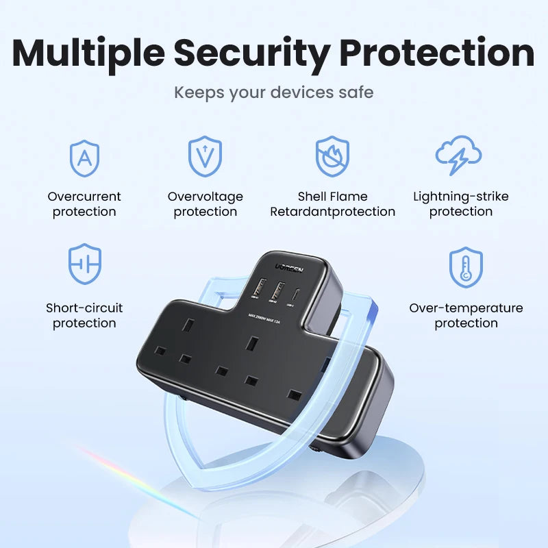 UGREEN 30W UK Plug Desktop Charger Power Strip Outlet Extension Adapter For iPhone 17 16 Pro Max Xiaomi Wall Fast Charger AD DC