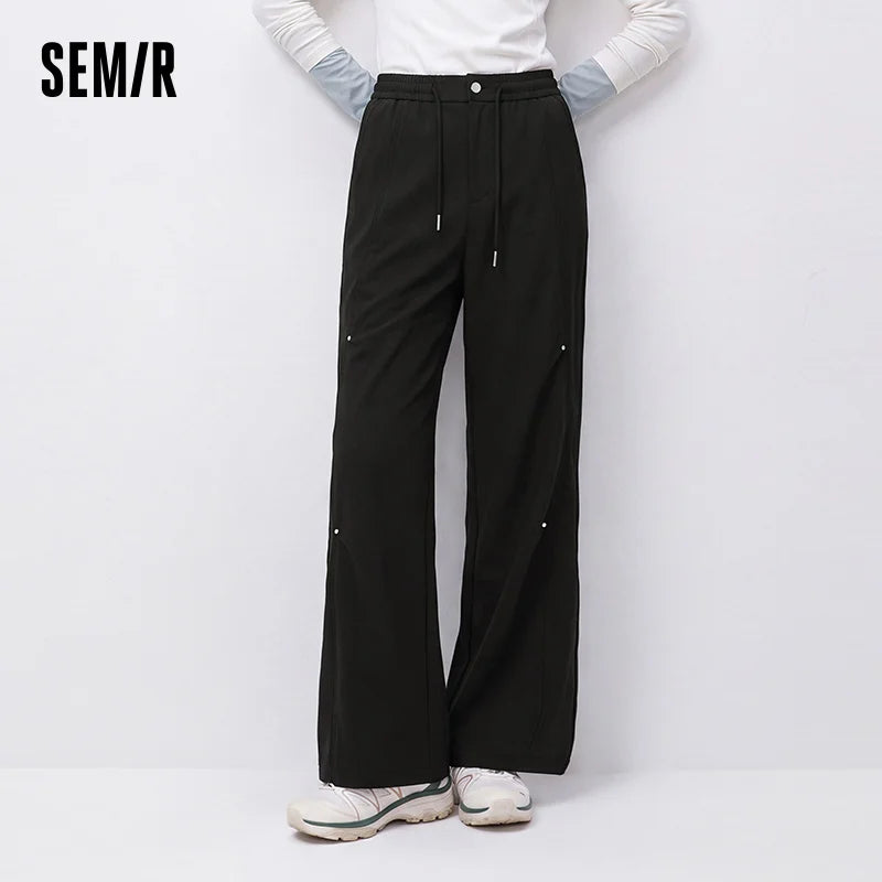 ខោ Semir សម្រាប់នារី រចនាបថសាមញ្ញ រលុង មានស្រទាប់ក្រណាត់រោមចៀម រចនាបថទំនើប ជើងធំទូលាយ ស្លៀកប្រចាំថ្ងៃរដូវរងាថ្មី ឆ្នាំ២០២៦
