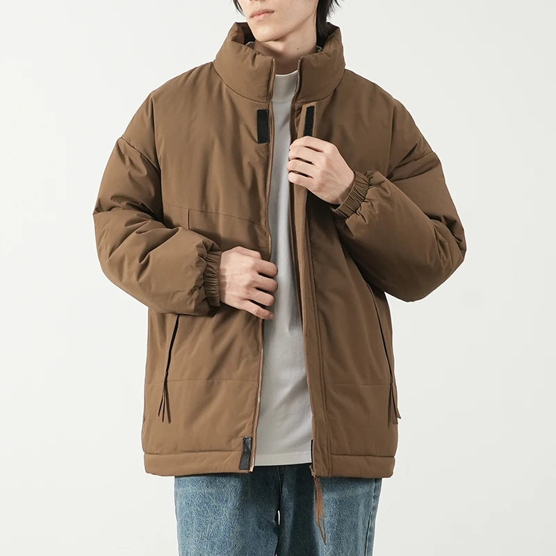Dukeen Fashion Stand-Neck Men's Winter Coat Ticken Warm Zipper Cotton-Padded Clothes Windproof Waterproof Trend Couple's Jacket