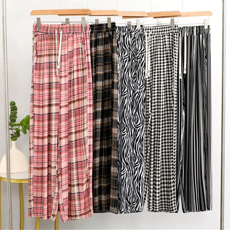 2026 New Casual High Waist Sleep Pants Women Striped Loose Ladies Pajama Pant Home Wear Trousers Pantalon Pijama Nightwear