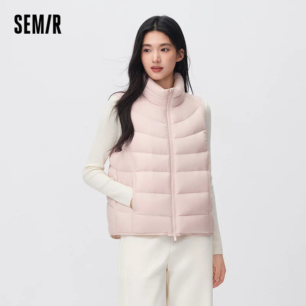 អាវកាក់ Semir សម្រាប់នារី ការពារទឹក ទម្ងន់ស្រាល ៩០ ភាគរយ ធ្វើពីរោមចៀម ក្រណាត់ទន់ ងាយស្រួលពាក់ប្រចាំថ្ងៃ រដូវរងាថ្មីឆ្នាំ ២០២៦