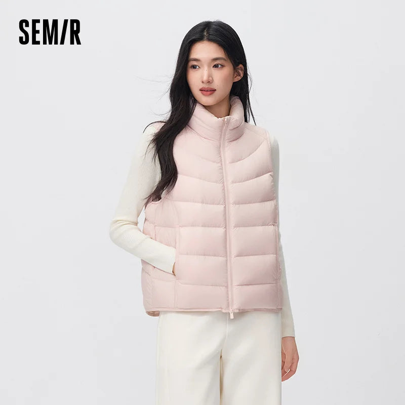 អាវកាក់ Semir សម្រាប់នារី ការពារទឹក ទម្ងន់ស្រាល ៩០ ភាគរយ ធ្វើពីរោមចៀម ក្រណាត់ទន់ ងាយស្រួលពាក់ប្រចាំថ្ងៃ រដូវរងាថ្មីឆ្នាំ ២០២៦