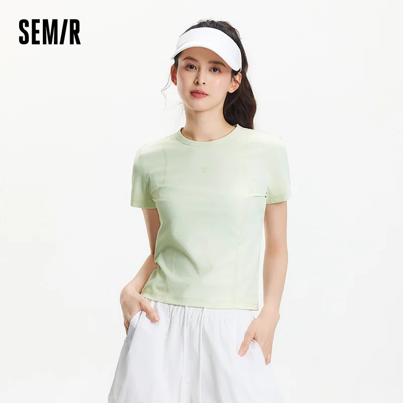 Semir Quick-Dry Short Sleeve T-Shirt Women Slim Fit UV Protection 2025 New Summer Athletic Top for Running or Gym Workouts