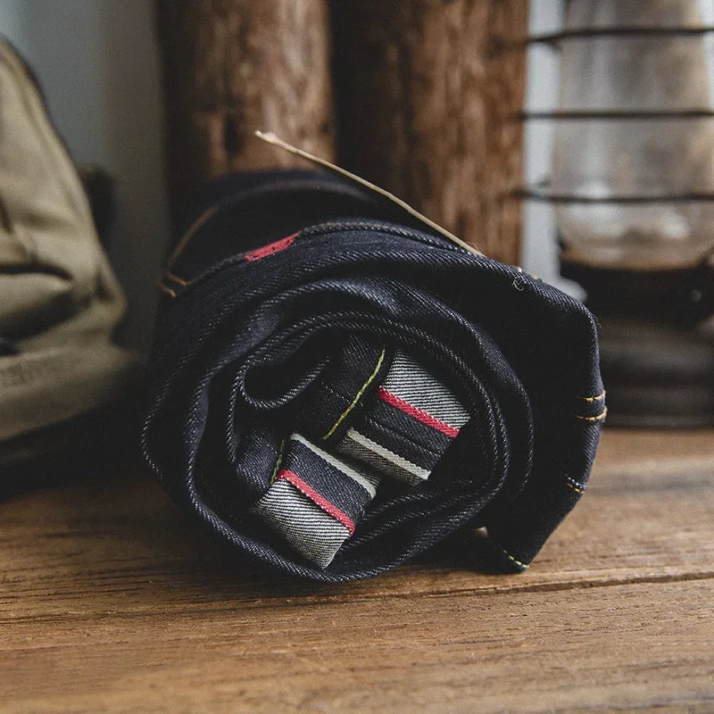 ខោខូវប៊យ Maden Retro ទំហំ 14.5oz Selvedge ឆៅសម្រាប់ខោខូវប៊យបុរស ជាមួយនឹងខ្សែរ៉ូត YKK ប៉ាក់ត្រង់ ខោខូវប៊យពណ៌រឹងបុរាណ