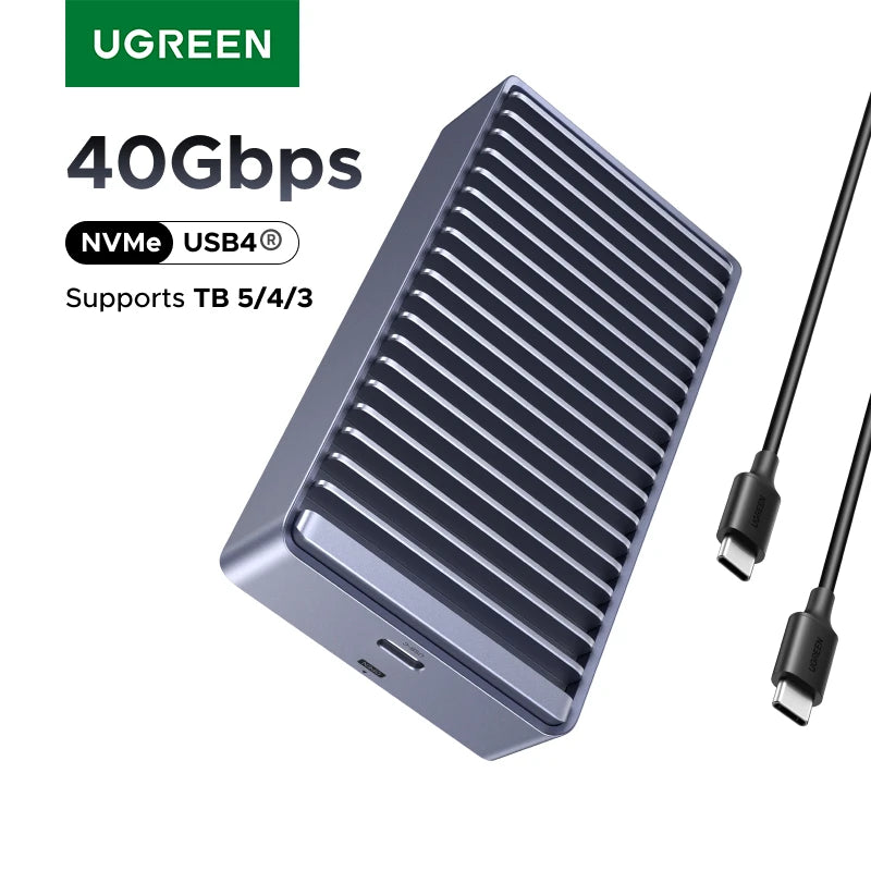 【RU】UGREEN 40Gbps M2 SSD Enclosure USB4 NVMe Case Compatible with Thunderbolt M.2 NVMe SSD Enclosure for Mac Mini M4 MacBook Pro