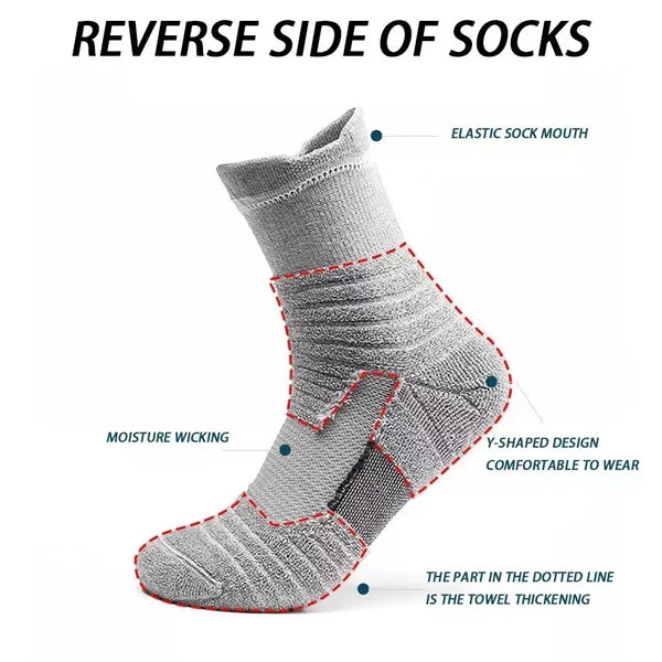 WRELS 1/2/3 Pairs Basketball Socks Thick Cushioned Soccer Socks Men Women Anti Slip Anti Odor Outdoor Running Sports Socks