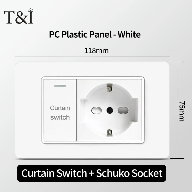 T&I 118  PC plastic panel  socket: USB Type-C, Italian switch , Chilean outlet, very suitable for residential and office spaces