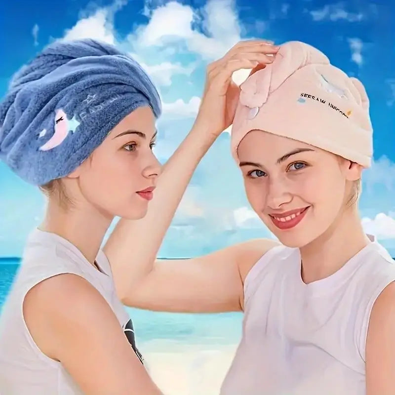 Quick-drying microfiber hair towel & shower cap headscarf, super absorbent unisex, soft polyester nylon.