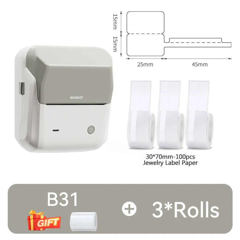 NIIMBOT B31 Thermal Label Printer Print Width 20-77mm Wireless Barcode Sticker Maker Pocket Label Maker for Business