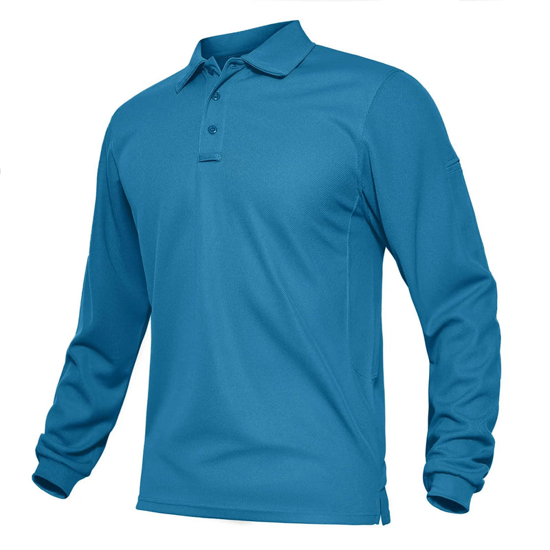 TACVASEN Summer Long Sleeve Performance Quick Drying Polos T-shirts Mens Office Shirt Golf Team Work Shirts Casual Tops