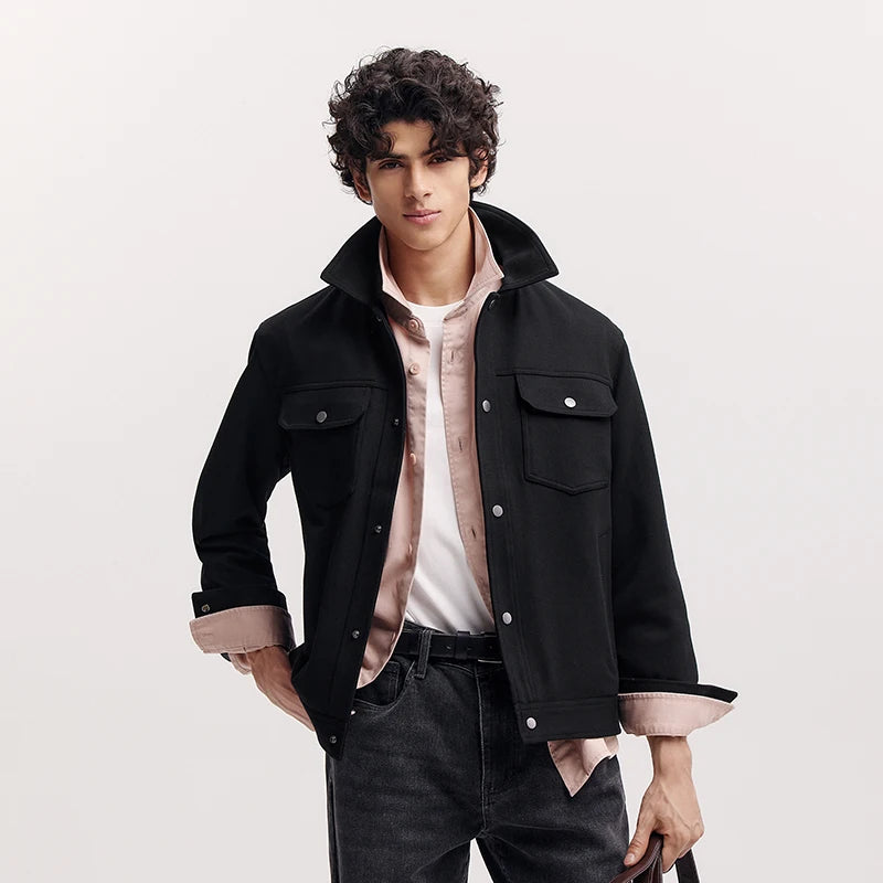 Semir Knitted Jacket Classic Turn Down Collar Men 2025 Spring Simple Style Casual Fashion Basic Daily Wear Outerwear