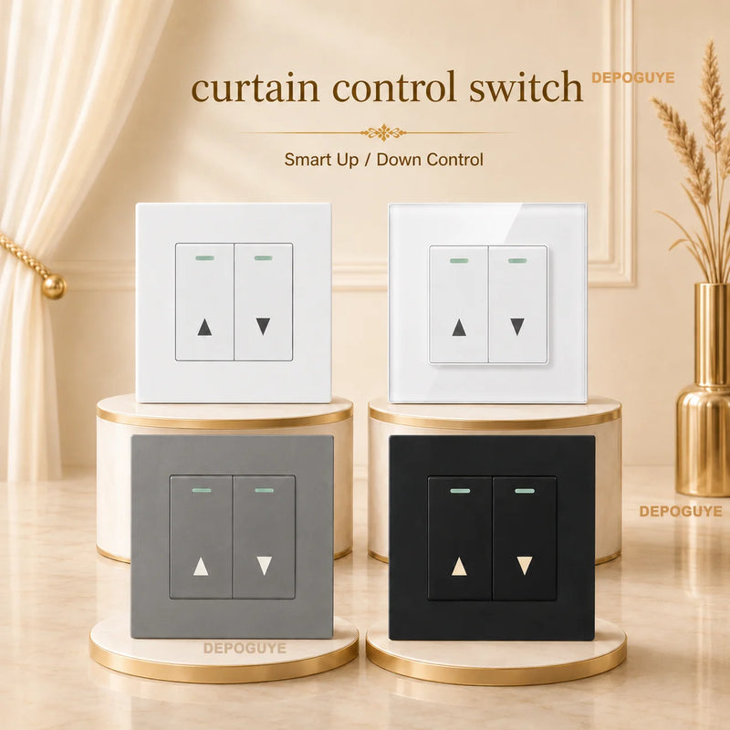 Electric curtain switch panel, type 86 up and down automatic reset shutter shutter switch AC110-250V